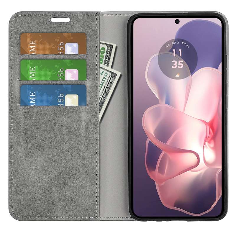 For Motorola Moto G Power 5G 2024 Retro-skin Magnetic Suction Leather Phone Case(Grey)