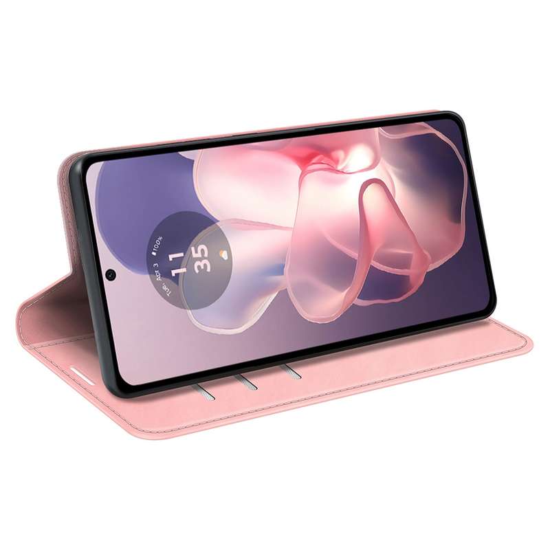 For Motorola Moto G Power 5G 2024 Retro-skin Magnetic Suction Leather Phone Case(Pink)