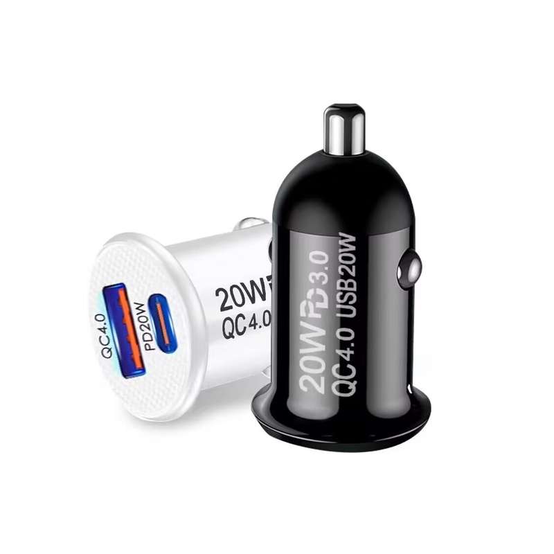 P10 Mini Style QC4.0 USB / PD20W Dual Port Car Charger(Black)