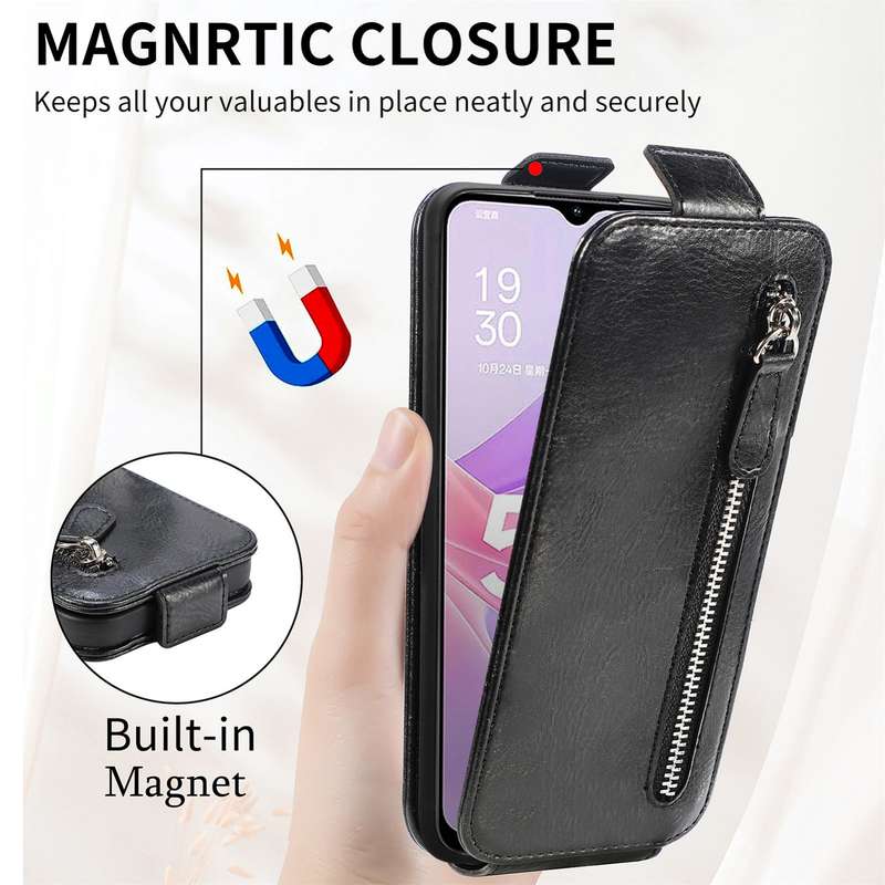 For OPPO Reno10 Pro 5G Zipper Wallet Vertical Flip Leather Phone Case(Black)