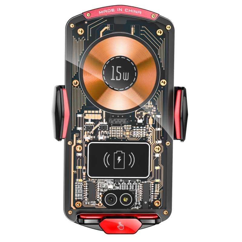 A6 Car Automatic Clamping Phone Holder 15W Magnetic Wireless Charger(Red)