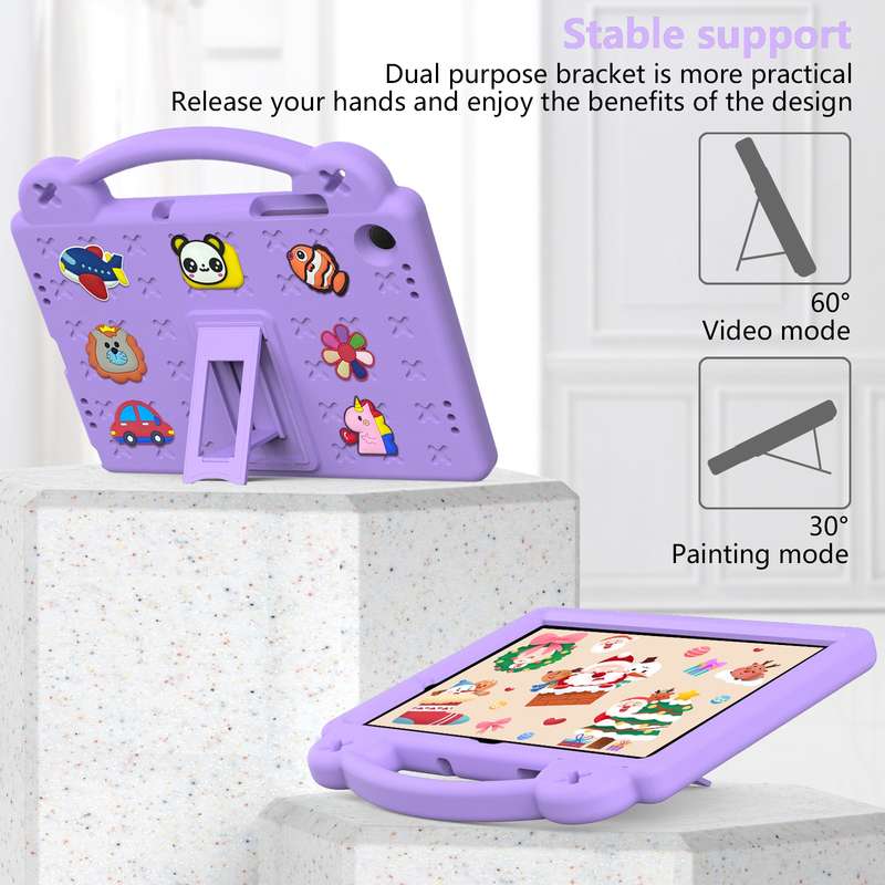 For Samsung Galaxy Tab A9+ X216B Handle Kickstand Children EVA Shockproof Tablet Case(Light Purple)