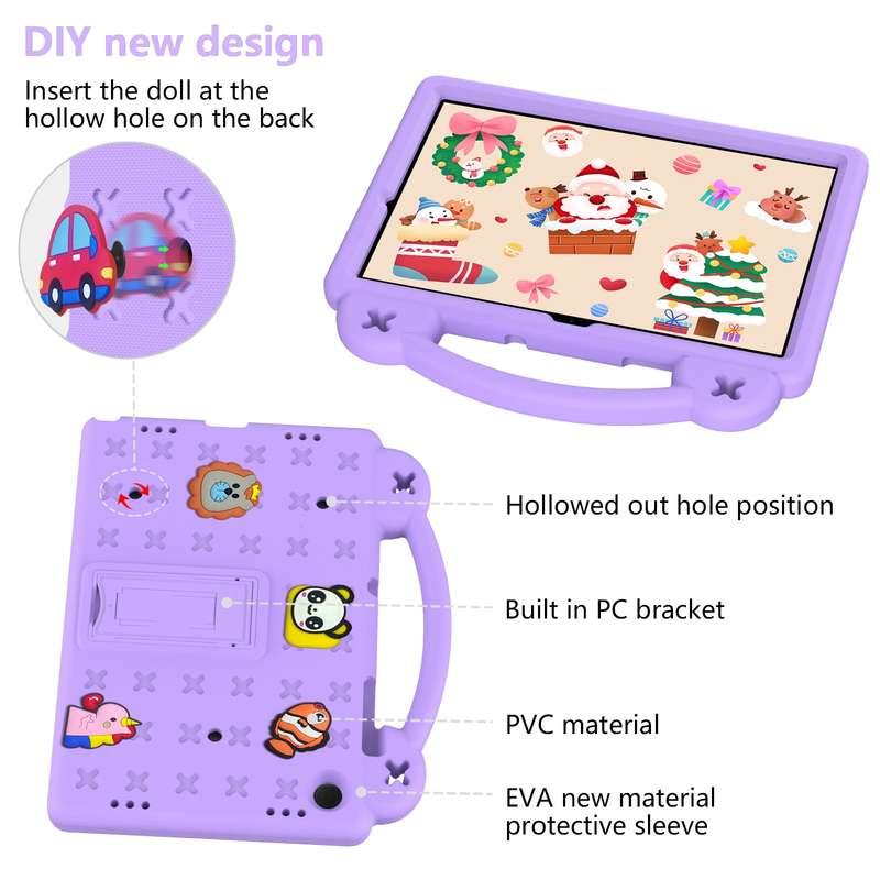 For Samsung Galaxy Tab A9+ X216B Handle Kickstand Children EVA Shockproof Tablet Case(Light Purple)