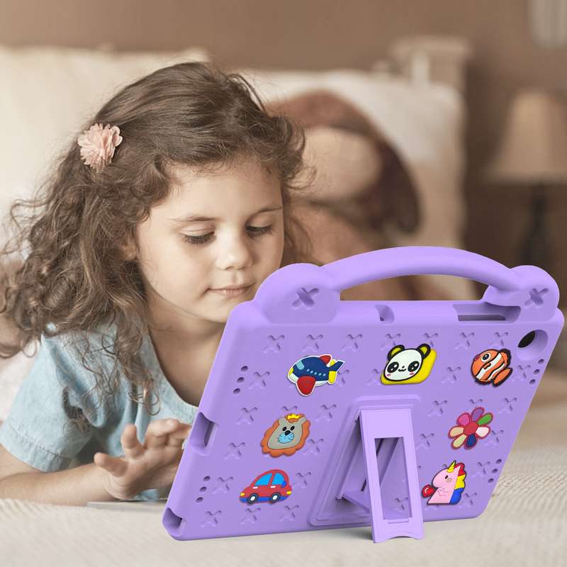For Samsung Galaxy Tab A9+ X216B Handle Kickstand Children EVA Shockproof Tablet Case(Light Purple)