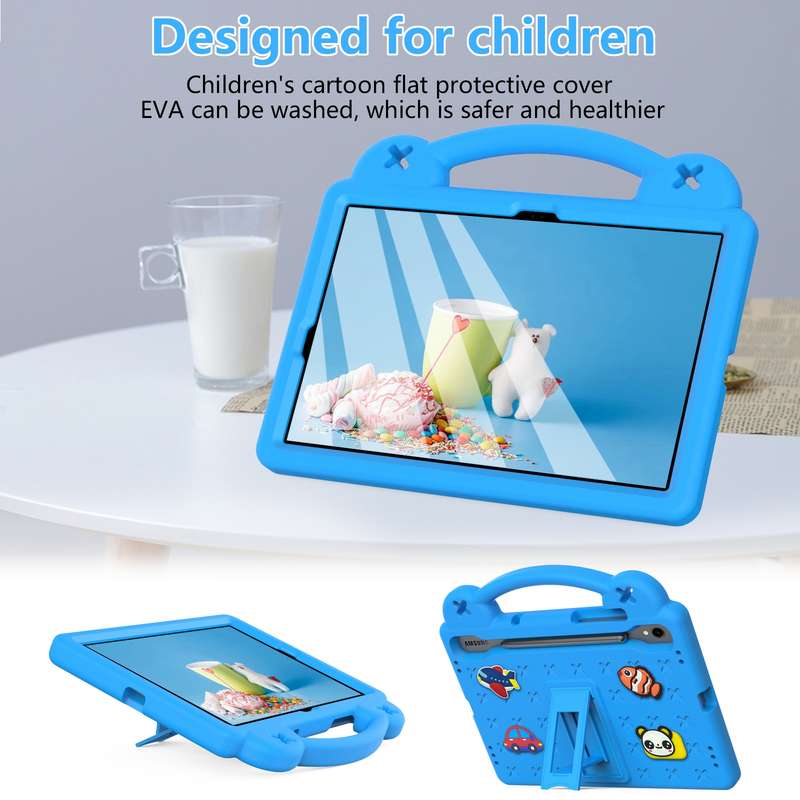 For Samsung Galaxy Tab S9 FE / X510N Handle Kickstand Children EVA Shockproof Tablet Case(Pink)