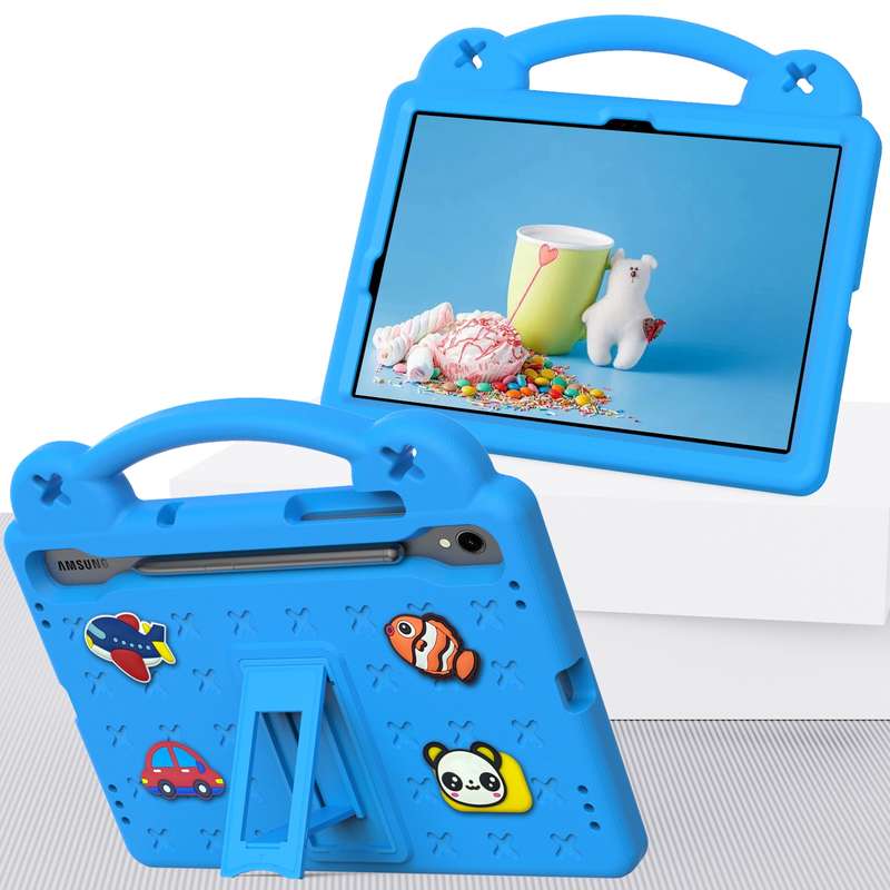 For Samsung Galaxy Tab S9 FE / X510N Handle Kickstand Children EVA Shockproof Tablet Case(Pink)