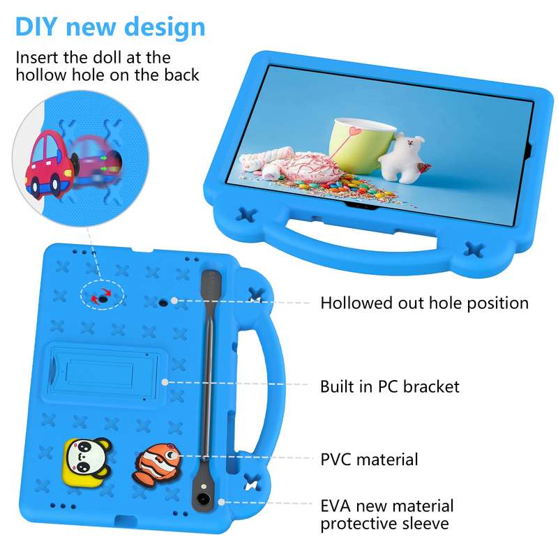 For Samsung Galaxy Tab S9 FE / X510N Handle Kickstand Children EVA Shockproof Tablet Case(Pink)