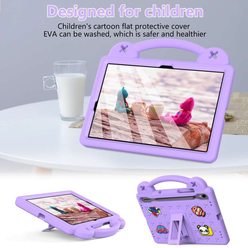 For Samsung Galaxy Tab S9 FE / X510N Handle Kickstand Children EVA Shockproof Tablet Case(Sky Blue)