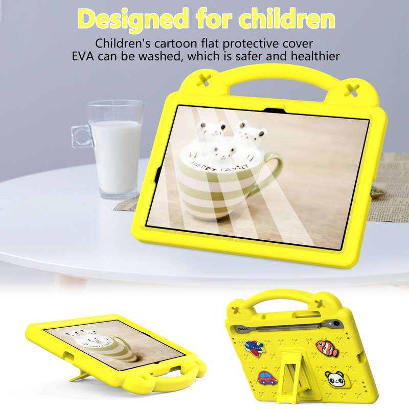 For Samsung Galaxy Tab S9 FE / X510N Handle Kickstand Children EVA Shockproof Tablet Case(Sky Blue)