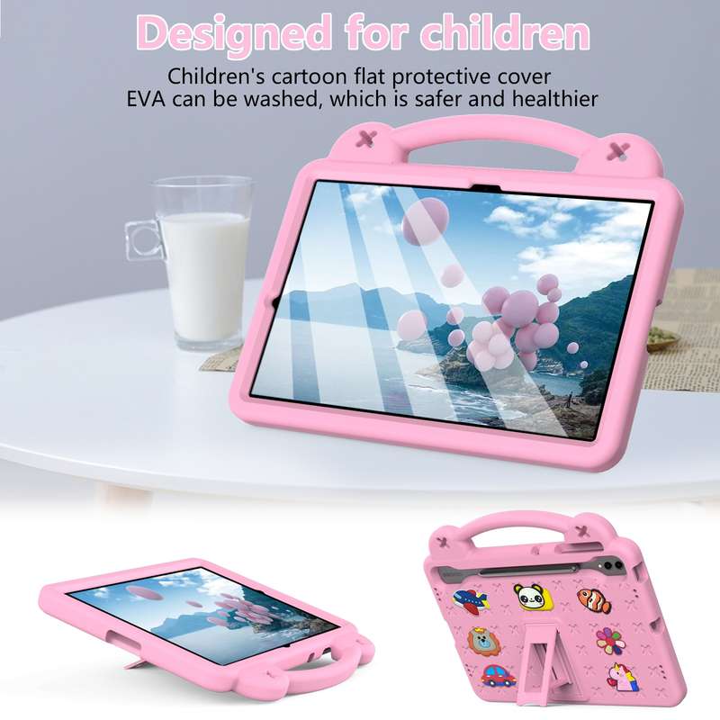 For Samsung Galaxy Tab S9 FE+ 12.4 X610N Handle Kickstand Children EVA Shockproof Tablet Case(Yellow