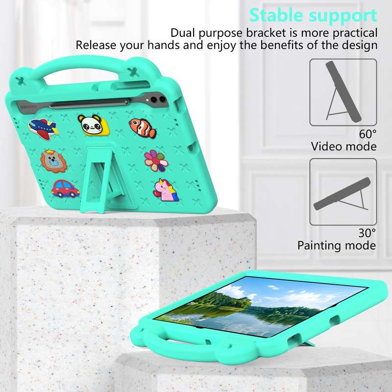 For Samsung Galaxy Tab S9 FE+ 12.4 X610N Handle Kickstand Children EVA Shockproof Tablet Case(Yellow