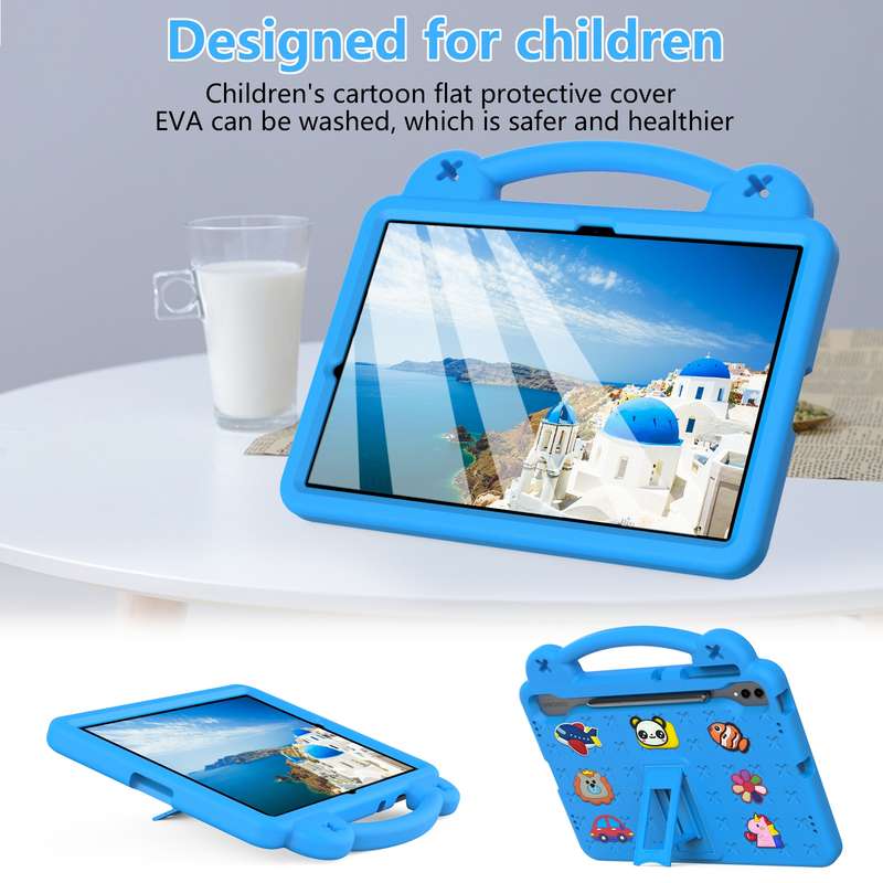 For Samsung Galaxy Tab S9 FE+ 12.4 X610N Handle Kickstand Children EVA Shockproof Tablet Case(Yellow