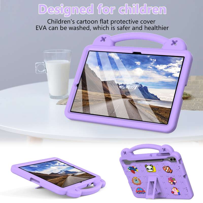 For Samsung Galaxy Tab S9 FE+ 12.4 X610N Handle Kickstand Children EVA Shockproof Tablet Case(Yellow