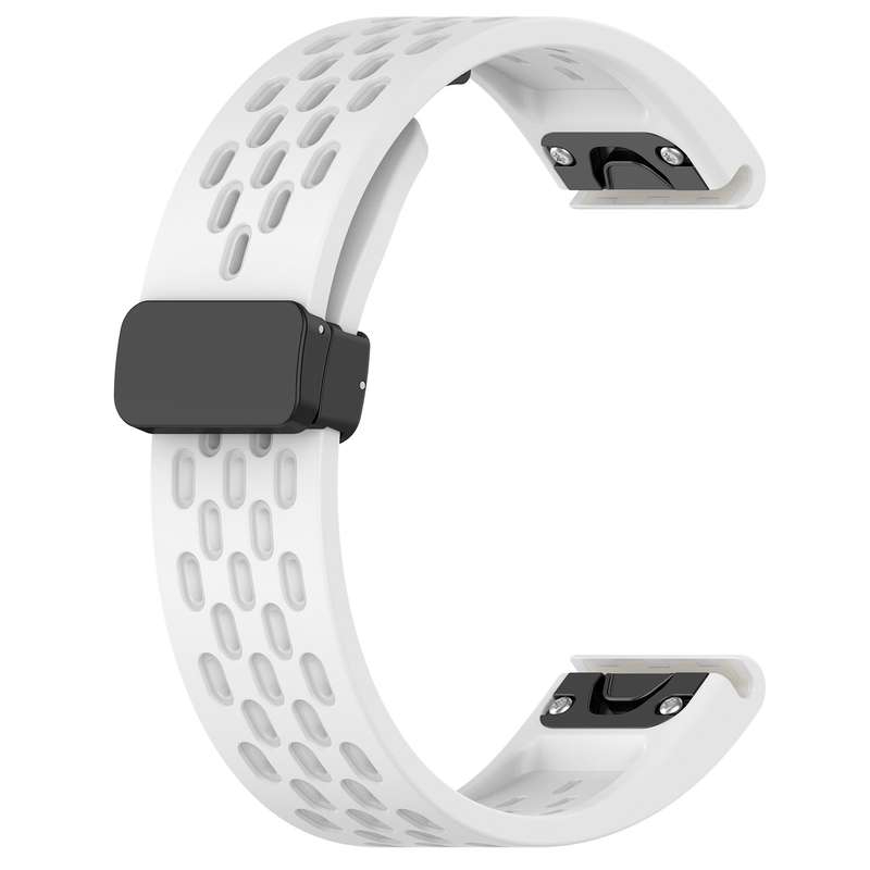 For Garmin Quatix 5 Sapphire 22mm Folding Buckle Hole Silicone Watch Band(White)