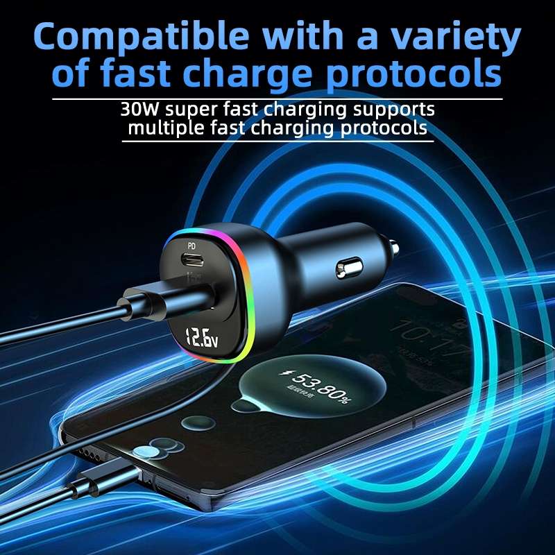 YQ5 PD 105W Cigarette Lighter Adapter 5 Multi Ports Car Charger for Rear Seat 105W Fast Car Charger