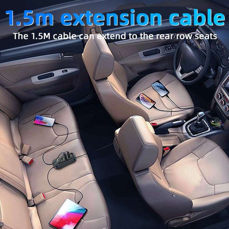YQ5 PD 105W Cigarette Lighter Adapter 5 Multi Ports Car Charger for Rear Seat 105W Fast Car Charger