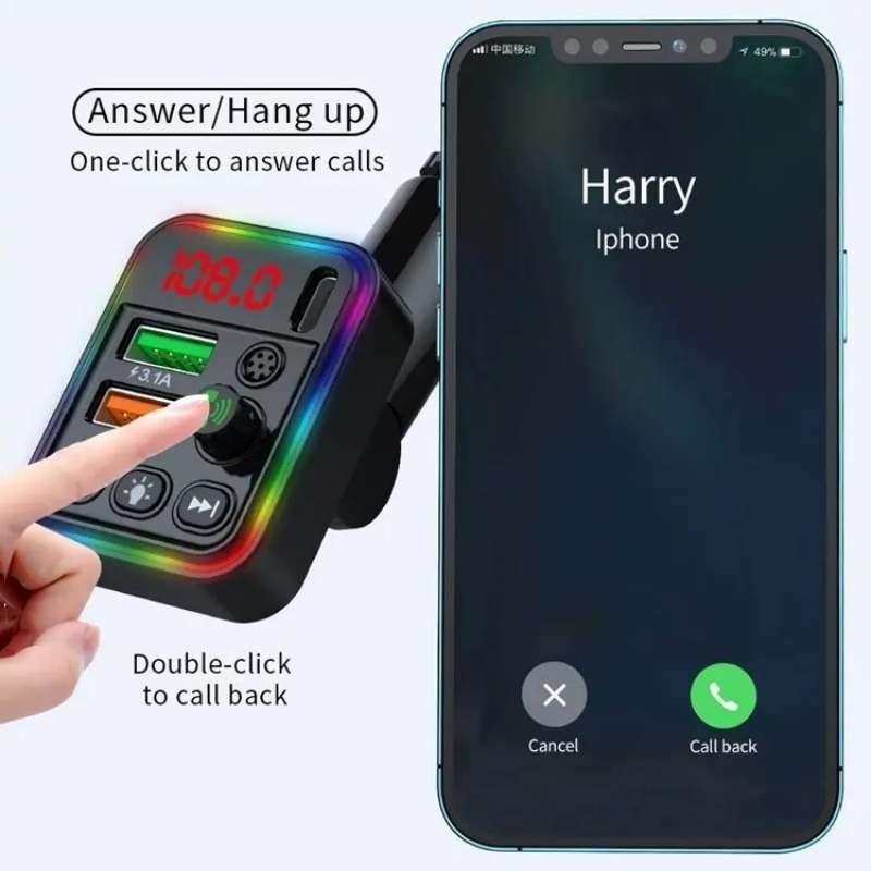 P19 Support U Disk Wireless 7-Colors LED Backlit Car MP3 Hands-Free Bluetooth Calling Car Audio Char