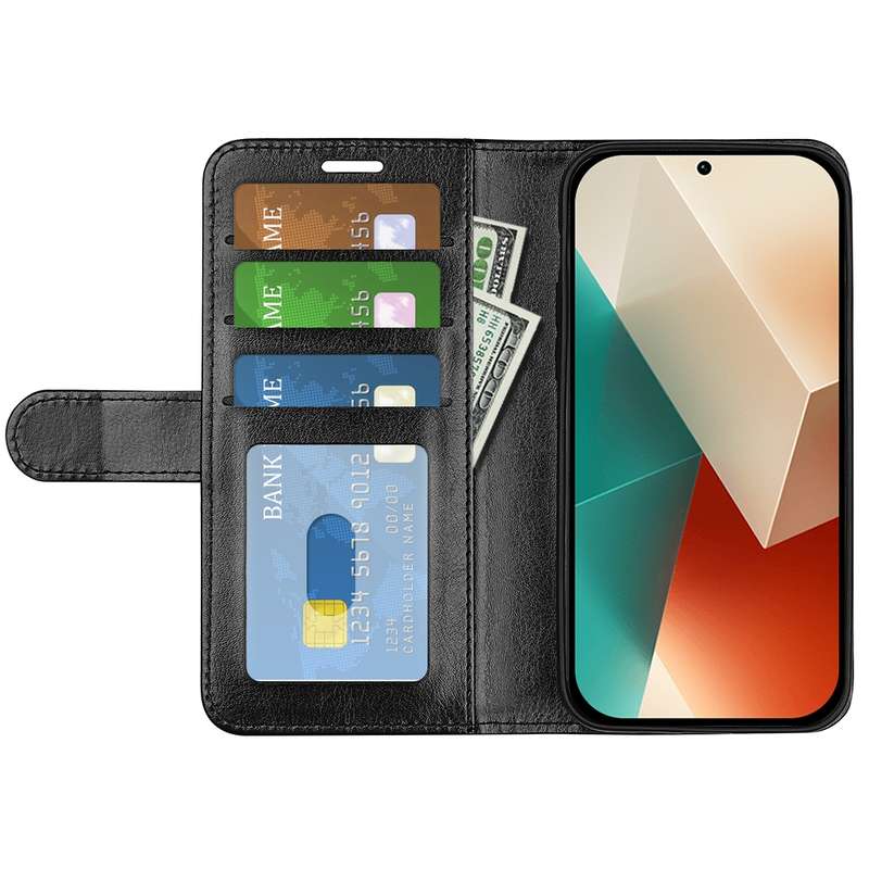 For Xiaomi Redmi Note 13 R64 Texture Horizontal Flip Leather Phone Case(Black)