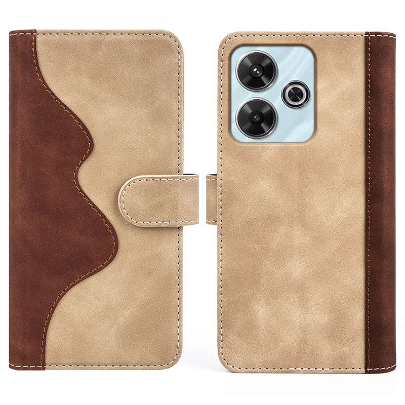 For Xiaomi Redmi Note 13R 5G Stitching Horizontal Flip Leather Phone Case(Yellow)