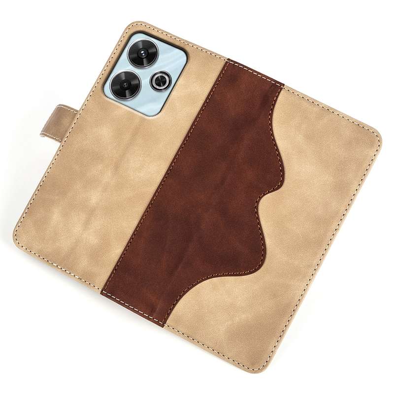 For Xiaomi Redmi Note 13R 5G Stitching Horizontal Flip Leather Phone Case(Yellow)