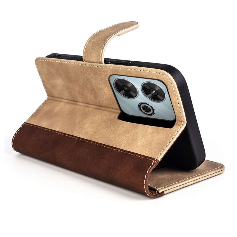 For Xiaomi Redmi Note 13R 5G Stitching Horizontal Flip Leather Phone Case(Yellow)