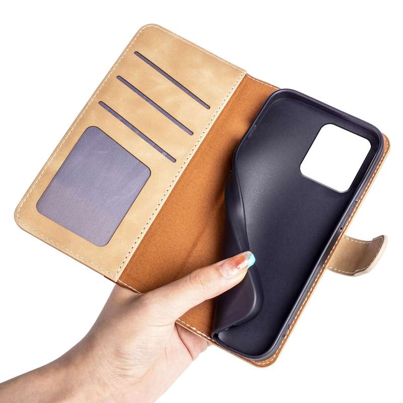For Xiaomi Redmi Note 13R 5G Stitching Horizontal Flip Leather Phone Case(Yellow)