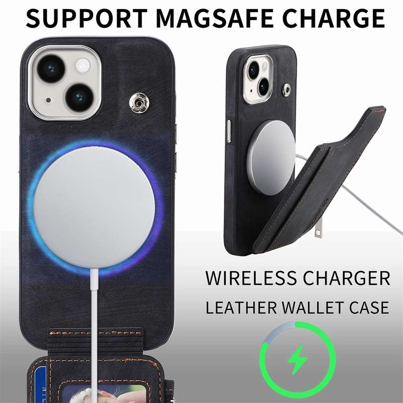 For iPhone 15 Magsafe Zipper RFID Wallet All-inclusive Shockrpoof Phone Case(Brown)