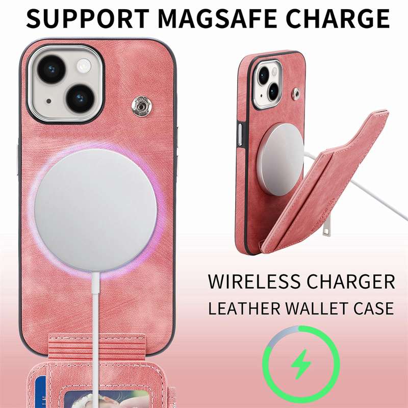 For iPhone 15 Magsafe Zipper RFID Wallet All-inclusive Shockrpoof Phone Case(Brown)