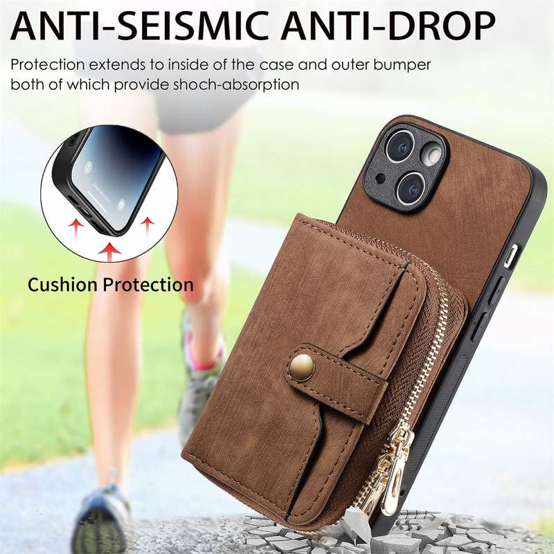 For iPhone 15 Crossbody Multi-function Zipper Wallet Phone Case(Black)