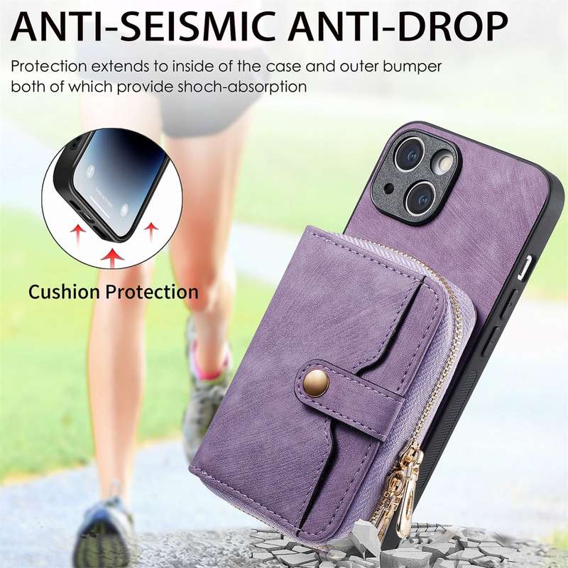 For iPhone 15 Crossbody Multi-function Zipper Wallet Phone Case(Black)