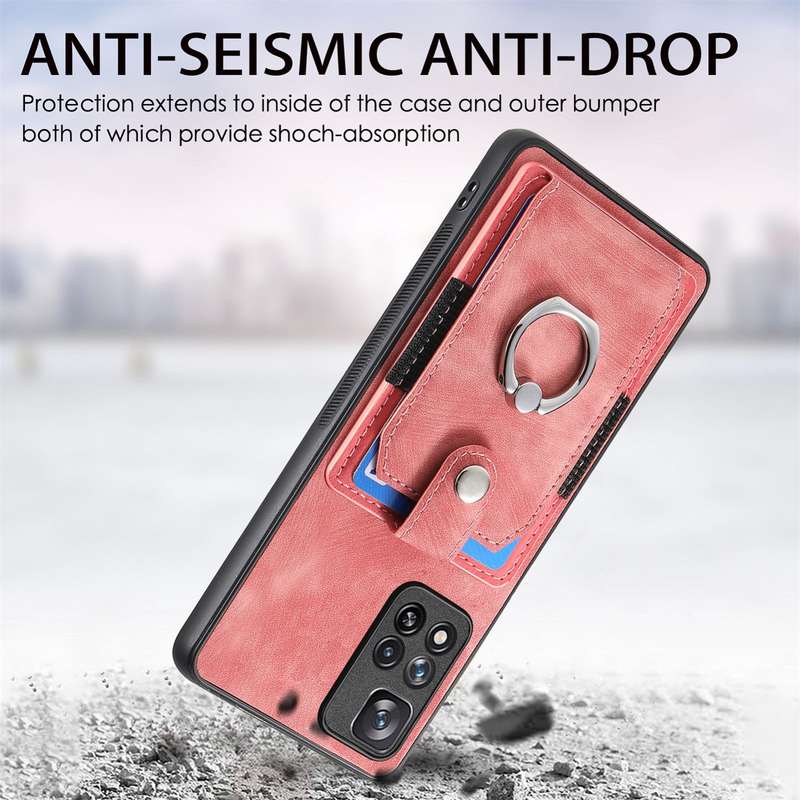 For Xiaomi Redmi Note 11 Pro+ Retro Skin-feel Ring Card Wallet Phone Case(Pink)