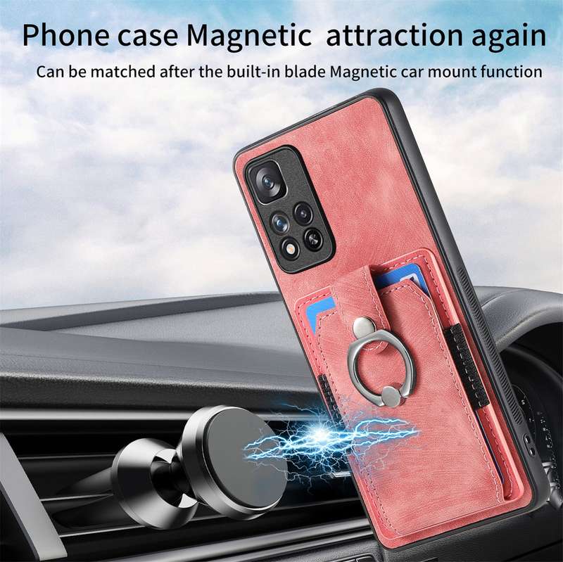 For Xiaomi Redmi Note 11 Pro+ Retro Skin-feel Ring Card Wallet Phone Case(Pink)