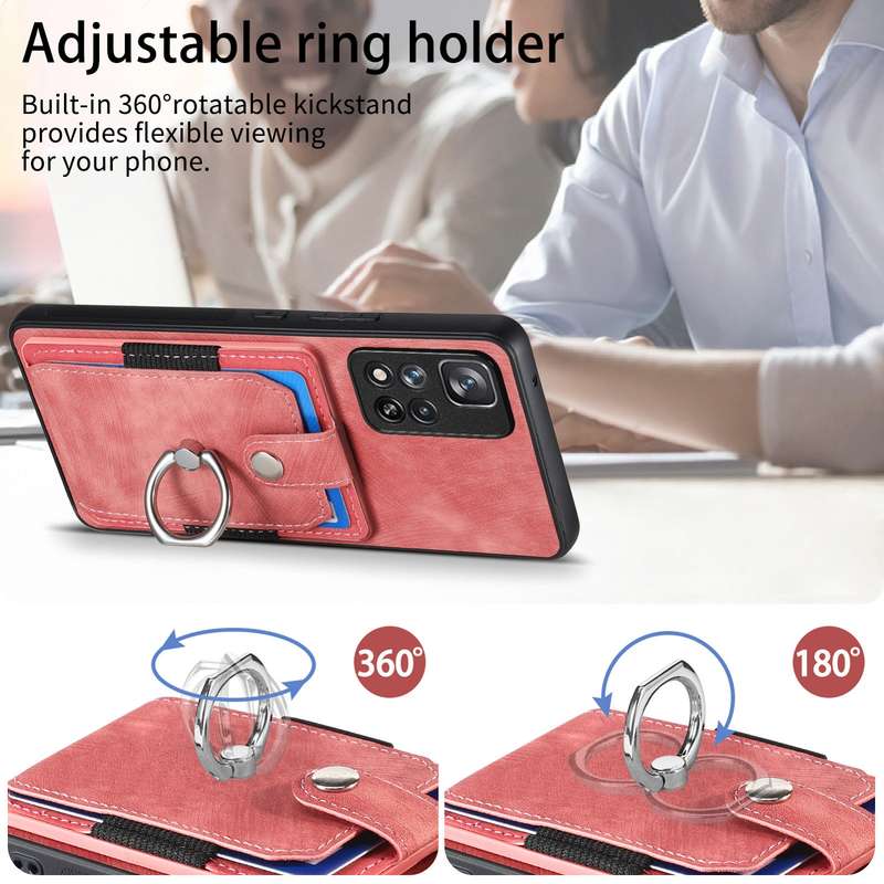 For Xiaomi Redmi Note 11 Pro+ Retro Skin-feel Ring Card Wallet Phone Case(Pink)