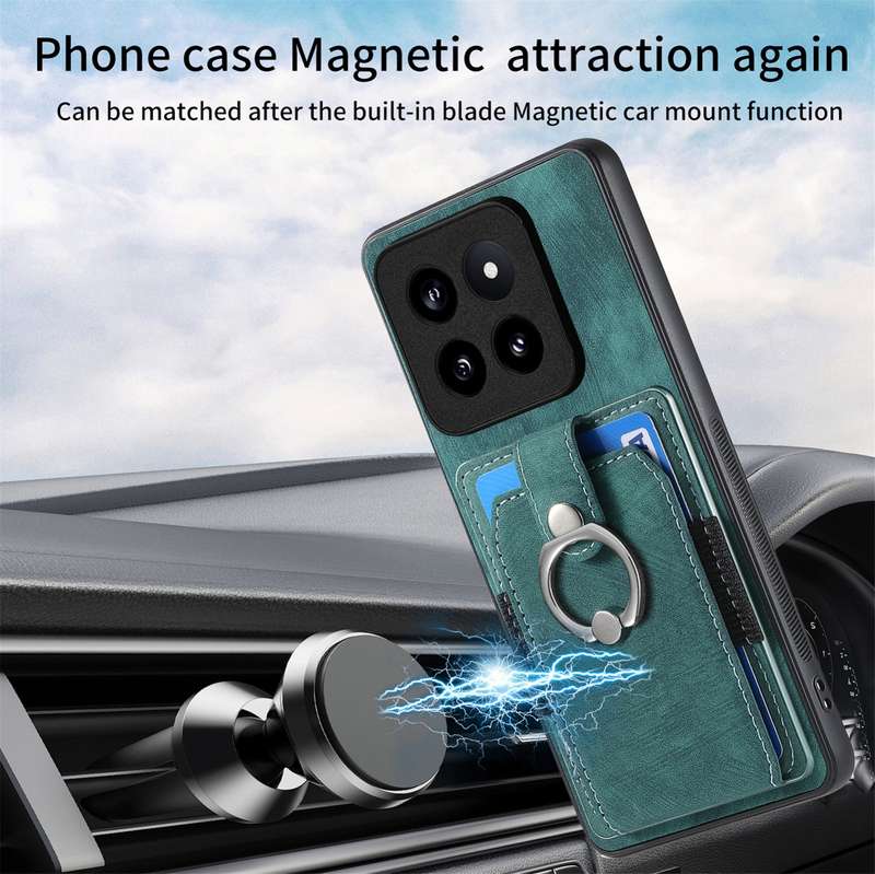 For Xiaomi 14 Retro Skin-feel Ring Card Wallet Phone Case(Black)
