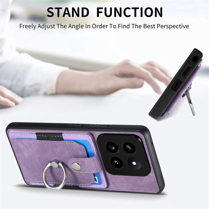 For Xiaomi 14 Retro Skin-feel Ring Card Wallet Phone Case(Black)