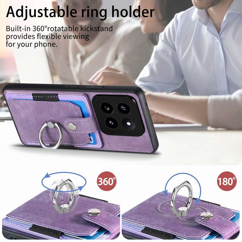 For Xiaomi 14 Retro Skin-feel Ring Card Wallet Phone Case(Black)