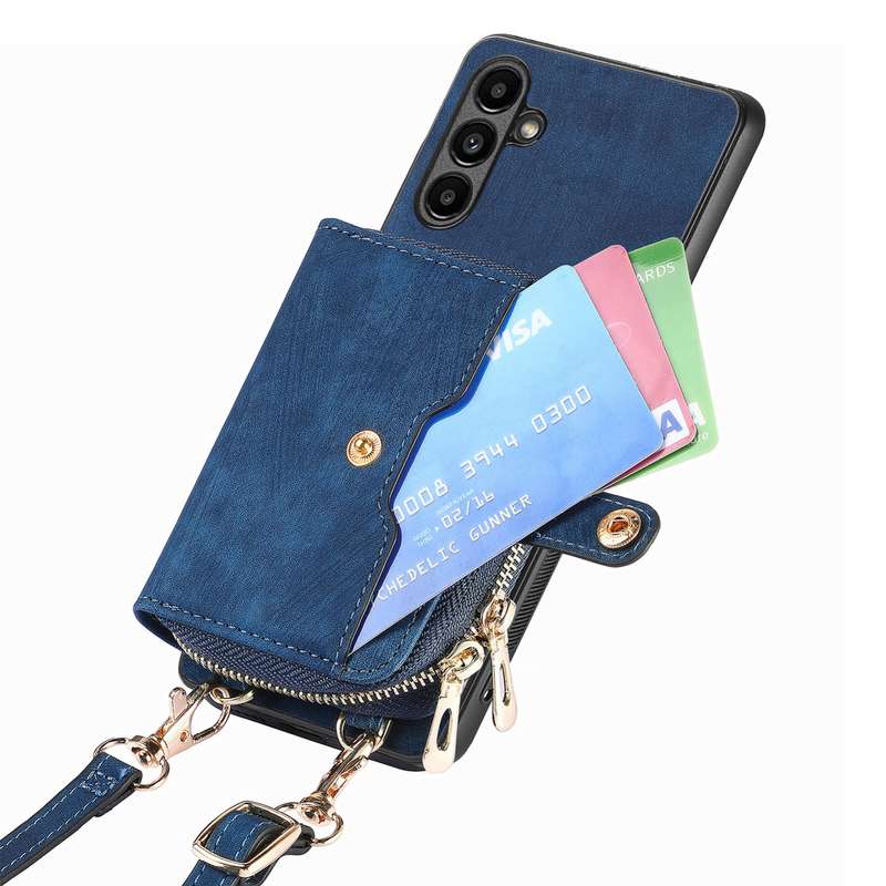 For Samsung Galaxy A24 4G Crossbody Multi-function Zipper Wallet Phone Case(Purple)