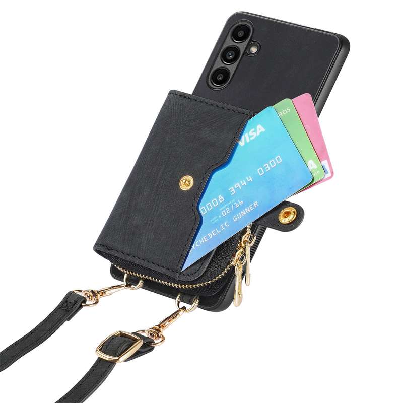For Samsung Galaxy A24 4G Crossbody Multi-function Zipper Wallet Phone Case(Purple)