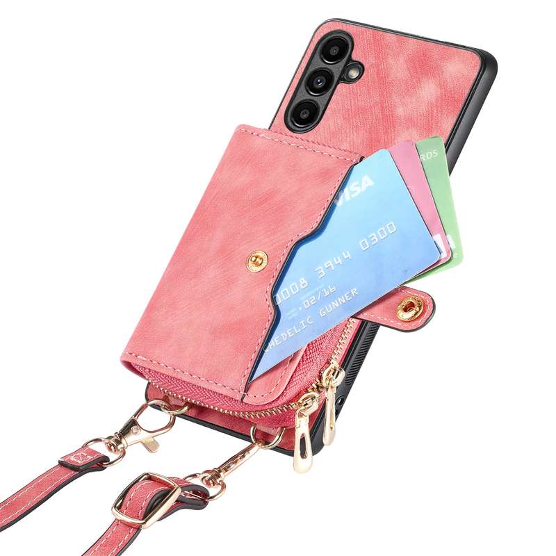 For Samsung Galaxy A24 4G Crossbody Multi-function Zipper Wallet Phone Case(Purple)