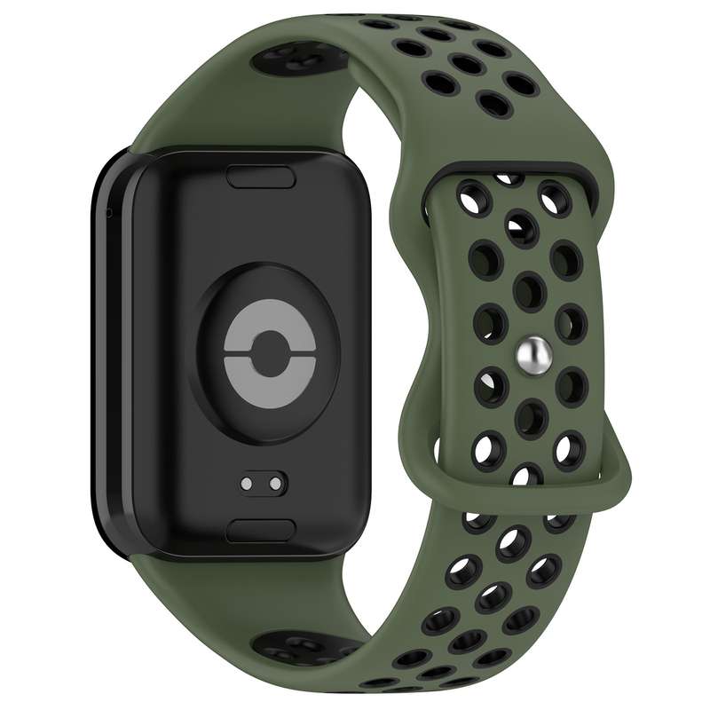 For Xiaomi Mi Band 8 Pro Dual Color Butterfly Buckle Silicone Watch Band(Olive Green Black)