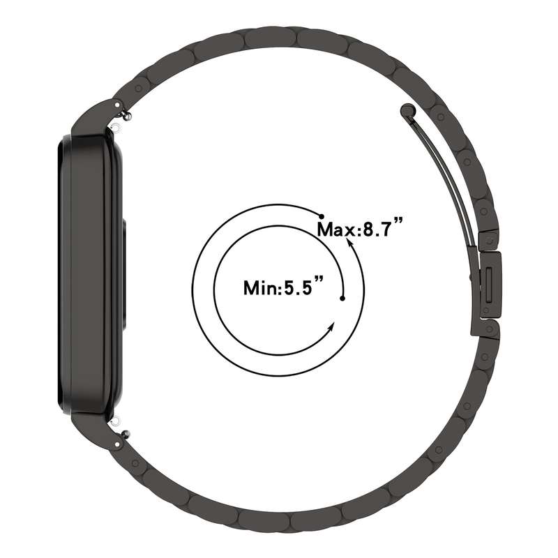For Xiaomi Smart Band 8 Active Three Bead Stainless Steel Watch Band + Watch Metal Frame(Silver