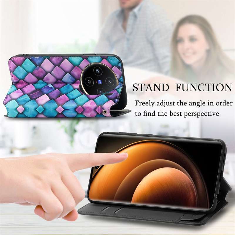 For vivo X100 CaseNeo Colorful Magnetic Leather Phone Case(Rhombus Mandala)