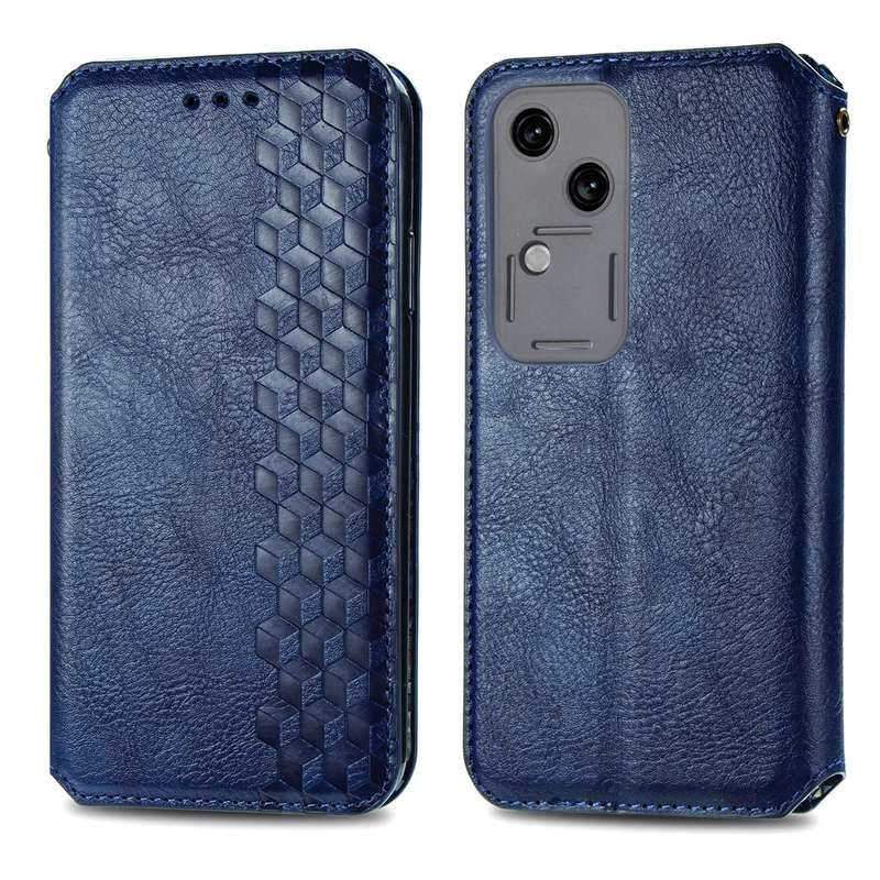 For vivo S18 Cubic Grid Pressed Magnetic Leather Phone Case(Blue)