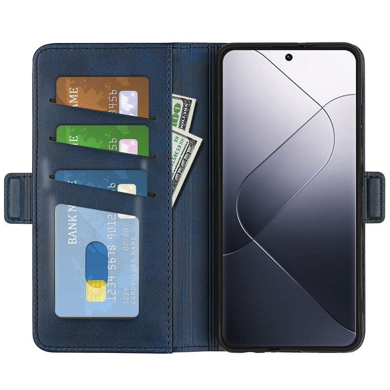 For Xiaomi 14 Pro Dual-side Magnetic Buckle Horizontal Flip Leather Phone Case(Dark Blue)