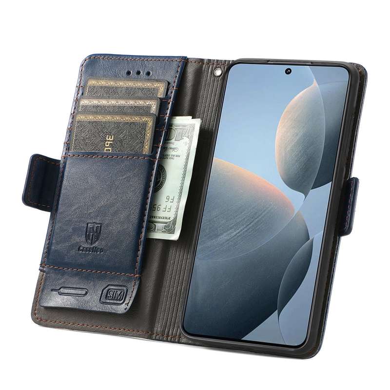 For Xiaomi Redmi K70E CaseNeo Splicing Dual Magnetic Buckle Leather Phone Case(Blue)