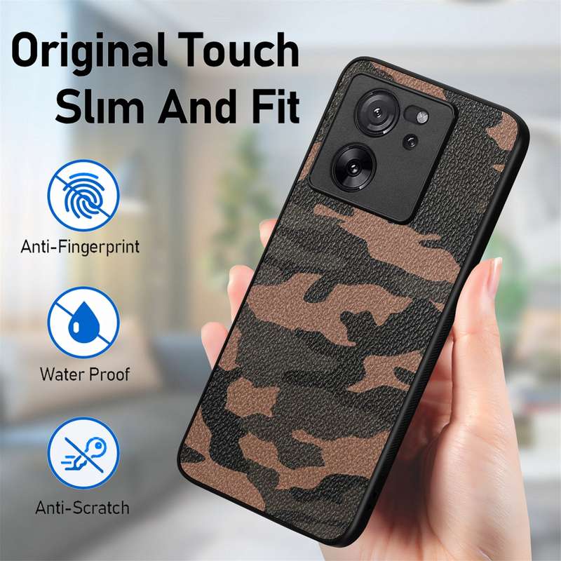 For Xiaomi 14 Pro Retro Camouflage Leather Back Phone Case(Blue)