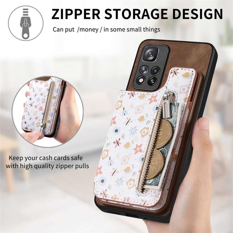 For Redmi Note 12 4G Retro Painted Zipper Wallet Back Phone Case(Brown)