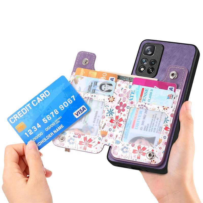 For Redmi K40 Retro Painted Zipper Wallet Back Phone Case(Purple)