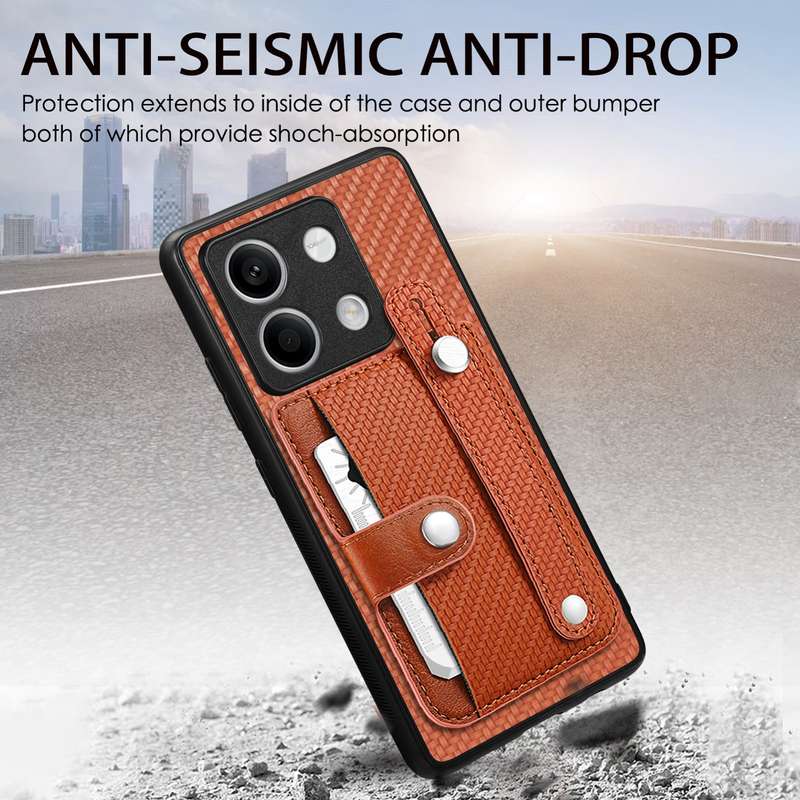 For Xiaomi Redmi Note 13 Wristband Kickstand Card Wallet Back Phone Case with Tool Knife(Black)