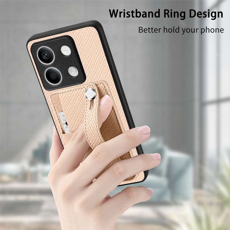 For Xiaomi Redmi Note 13 Wristband Kickstand Card Wallet Back Phone Case with Tool Knife(Black)
